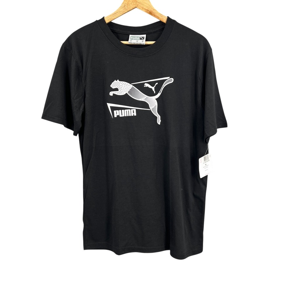 Puma Mens T Shirt Black Logo‎ Graphic Size Medium New with Tags
